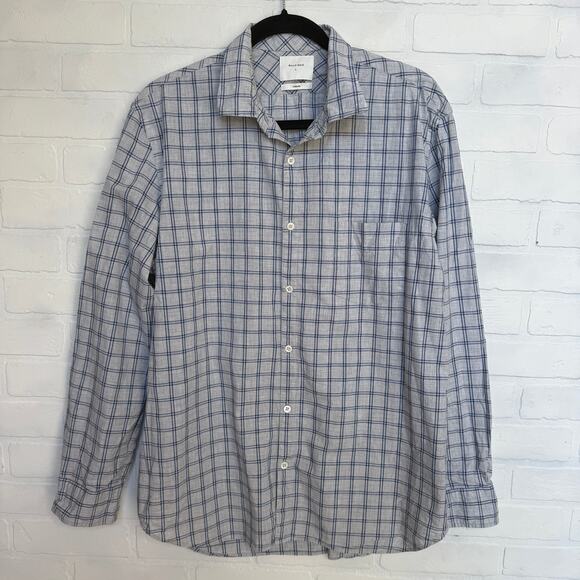 Billy Reid Men's Grey and Blue Standard Fit Long Sleeve Button Down Shirt sz L - Picture 1 of 7